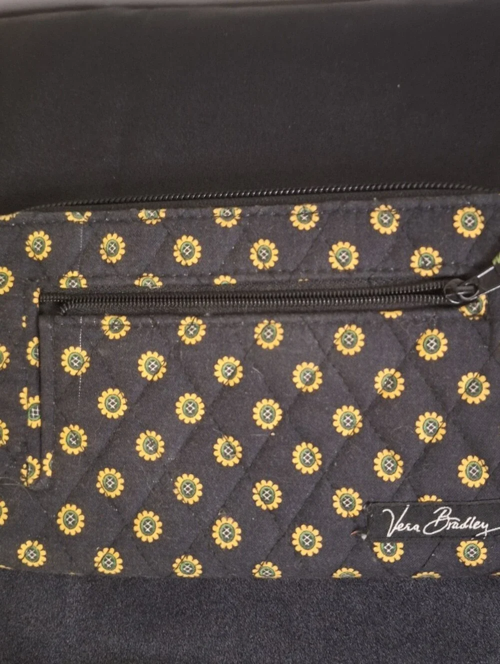 Vera Bradley Black With Gold Billfold. 7.5